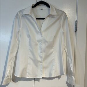 #030 100% Cotton Classic White Button-Up Women's Top